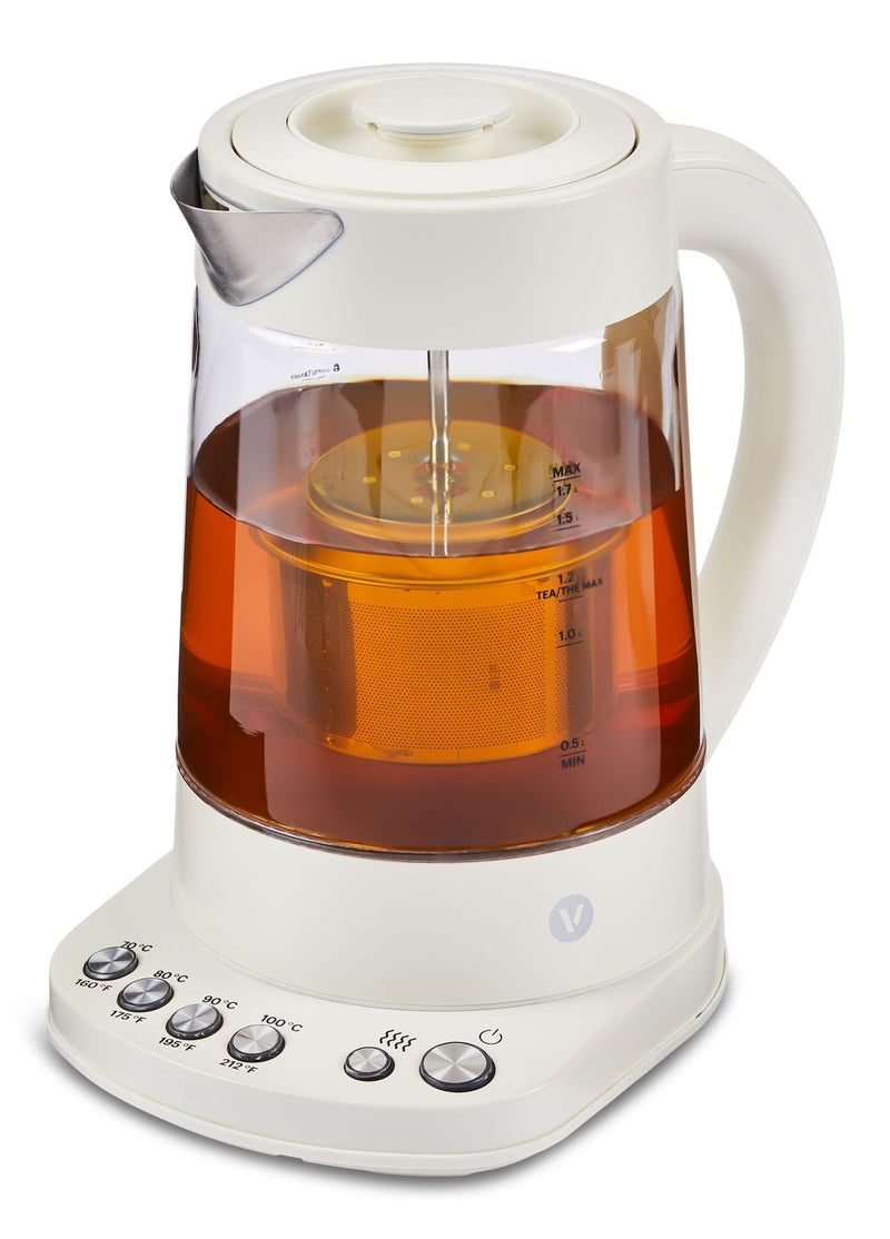 Vida by PADERNO Colour Series Electric Variable Temperature Steeping Kettle, Shortbread, 1.7-L N6