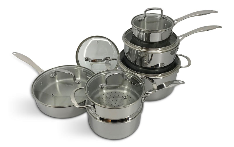 Vida by PADERNO Elite Series 3-Ply Clad Stainless Cookware Set, Oven Safe Z8