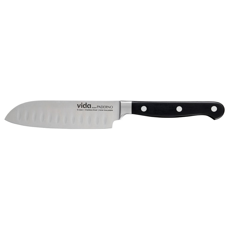 Vida by PADERNO Stainless Steel Triple Rivet Santoku Knife, Ergonomic Grip, 5-in K9