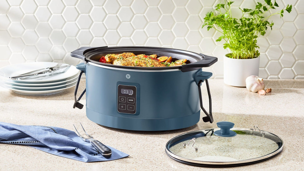 Vida Slow Cooker with Digital Control Panel, Bluefin, 6-qt