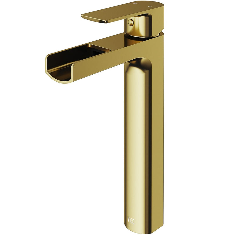 VIGO Amada Single Handle Vessel Sink Bathroom Faucet, Matte Brushed Gold J3