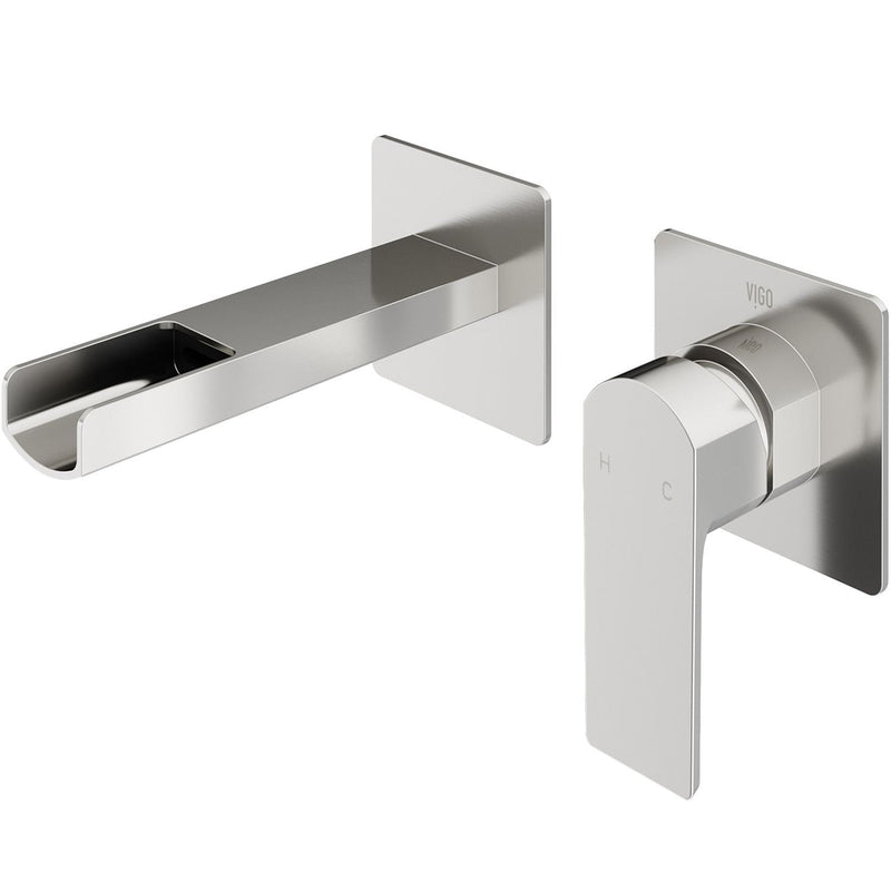 VIGO Atticus Brushed Nickel Wall Mount Bathroom Faucet Y2