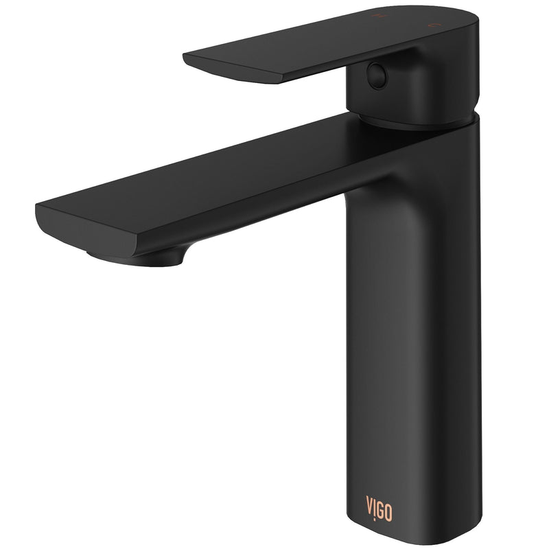 VIGO Davidson Single Handle Single Hole Bathroom Sink Faucet, WaterSense Certified, Matte Black U1
