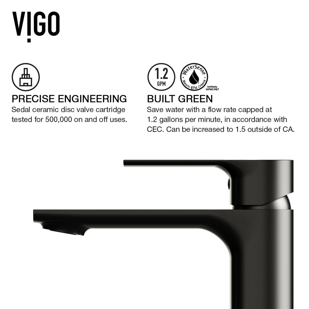 VIGO Davidson Single Handle Single Hole Bathroom Sink Faucet, WaterSense Certified, Matte Black
