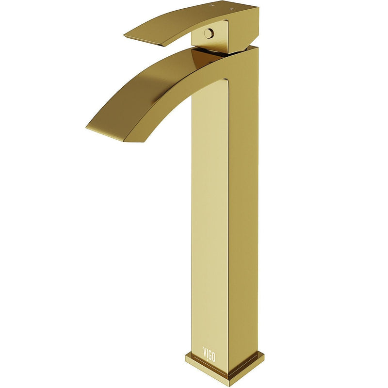 VIGO Duris Single Handle Vessel Sink Bathroom Faucet with Deck Plate, Matte BGold X9