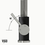 VIGO Edison Single Handle Pull Down Kitchen Faucet, Stainless Steel/Matte Black