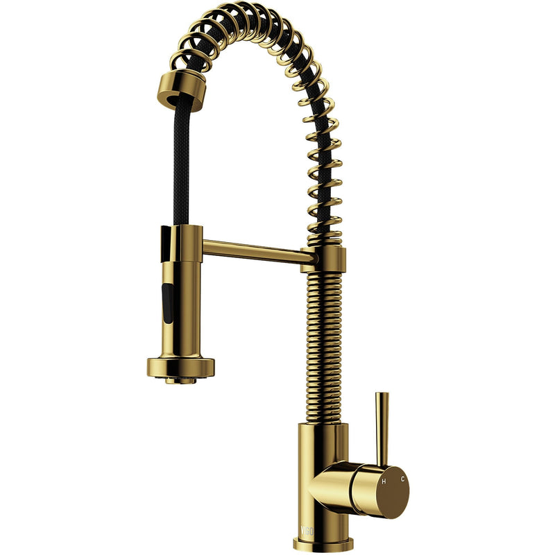VIGO Edison Single Handle Pull Down Sprayer Kitchen Faucet, Matte Gold Y9