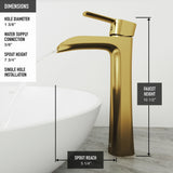 VIGO Glass Grey Onyx Bathroom Sink/Basin Set with Matte Gold Niko Faucet and Rectangular Vessel