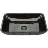 VIGO Glass Rectangular Vessel Bathroom Sink/Basin, Grey Onyx