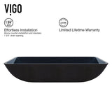 VIGO Glass Turquoise Water Bathroom Sink/Basin Set with Niko Faucet and Rectangular Vessel