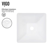 VIGO Hibiscus MatteStone White Bathroom Sink/Basin Set with Linus Faucet and Square Composite Vessel