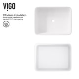 VIGO Jasmine MatteStone White Bathroom Sink/Basin Set with Olus Wall Mount Faucet and Rectangular Composite Vessel