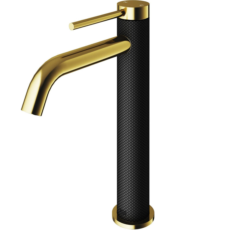 VIGO Lexington 8-in Gold/Carbon Fiber Vessel Bathroom Faucet P7