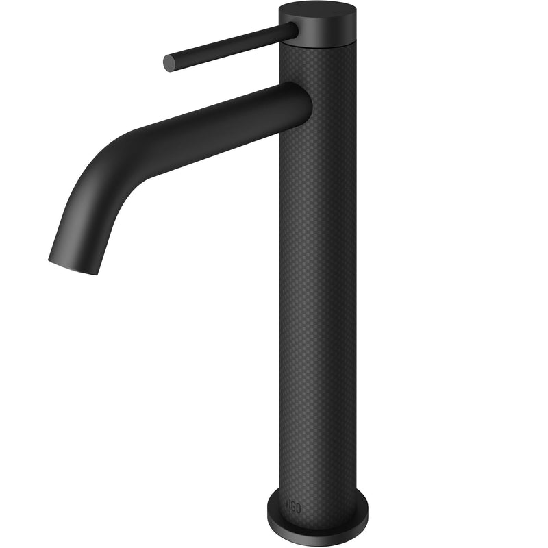 VIGO Lexington Single Handle Vessel Sink Bathroom Faucet with cFiber© Body, Matte Black P8
