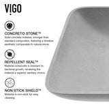 VIGO Lorca ConcretoStone Grey Bathroom Sink/Basin Set with Gotham Faucet and Rectangular Vessel