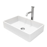 VIGO Magnolia MatteStone White Bathroom Sink/Basin Set with Ruxton Faucet and Rectangular Composite Vessel