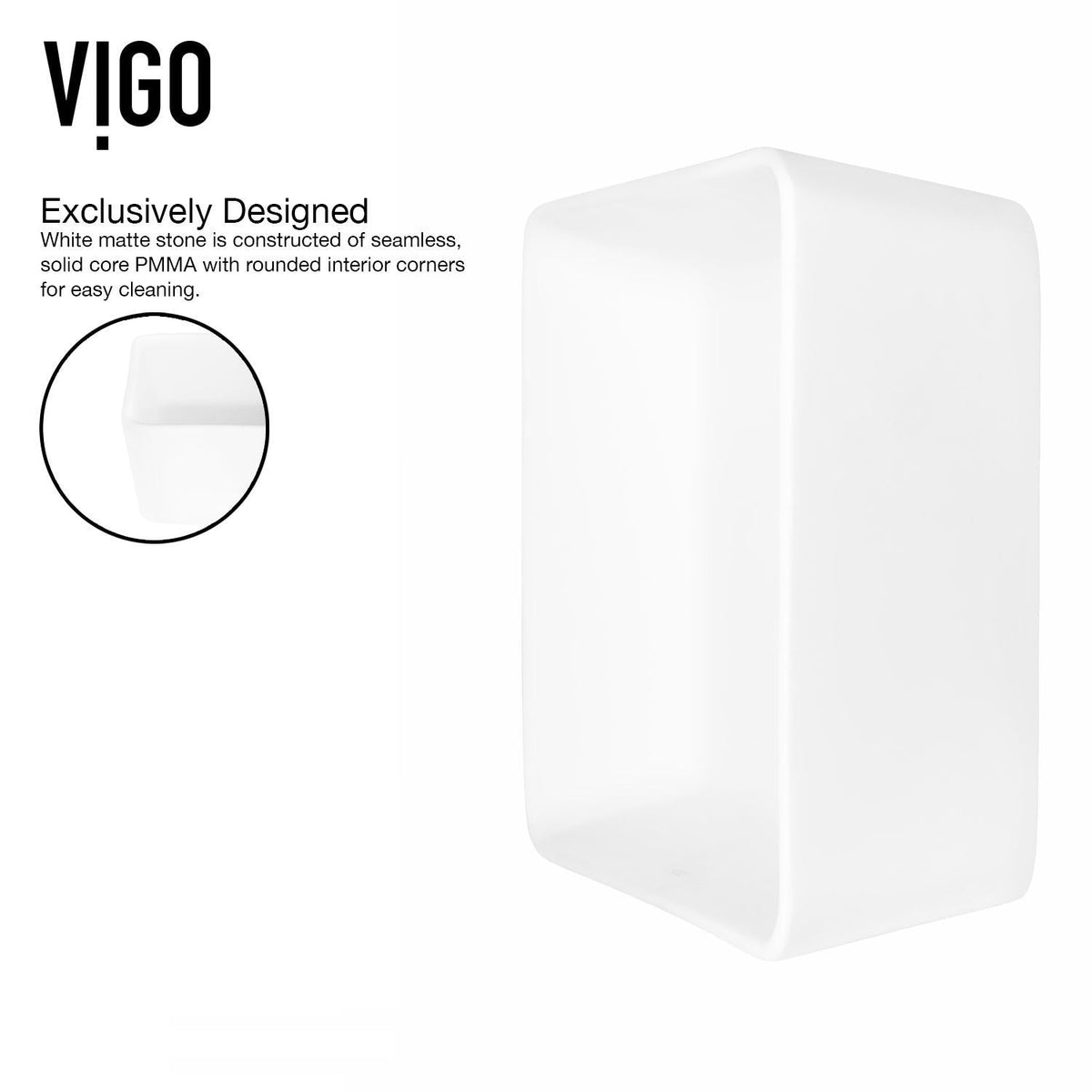 VIGO Marigold MatteStone White Bathroom Sink/Basin Set with Matte Black Linus Faucet and Rectangular Composite Vessel