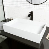 VIGO Montauk MatteStone White Bathroom Sink/Basin Set with Niko Faucet and Rectangular Composite Vessel