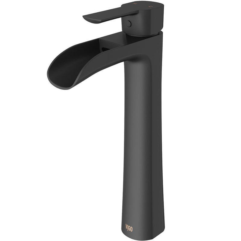 VIGO Niko Single Handle Single Hole Bathroom Sink Faucet, Matte Black O7