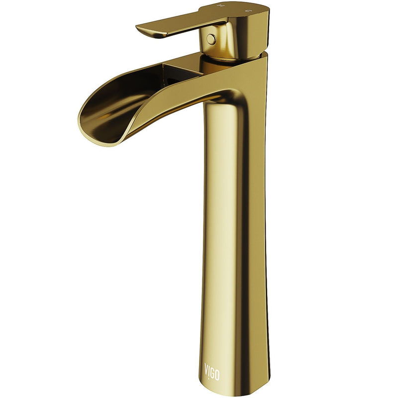 VIGO Niko Single Handle Single-Hole Bathroom Vessel Faucet in Matte Brushed Gold B8
