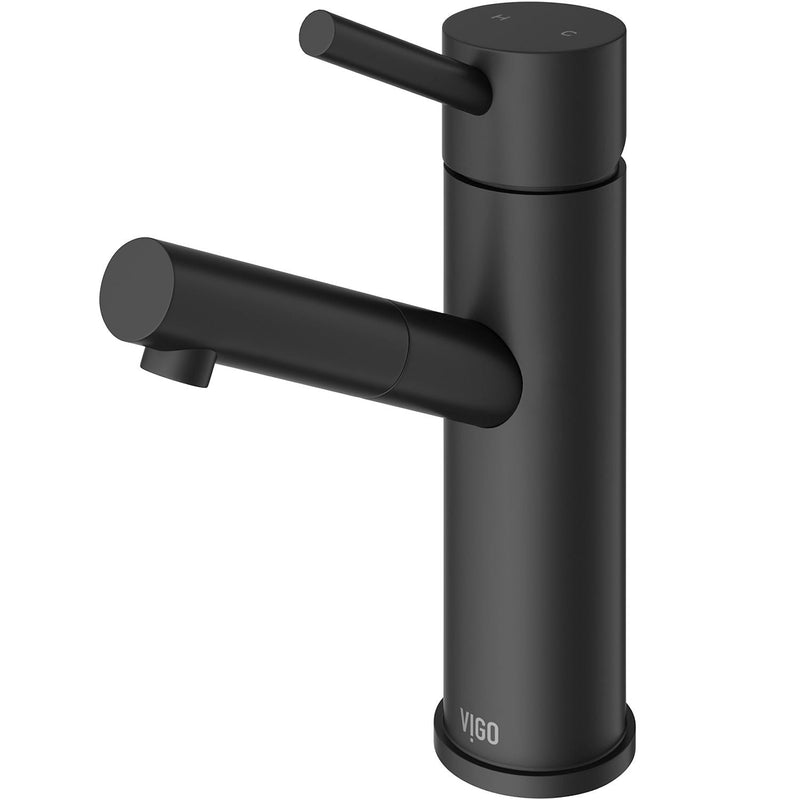 VIGO Noma Single Handle Single Hole Bathroom Sink Faucet, Matte Black, V4