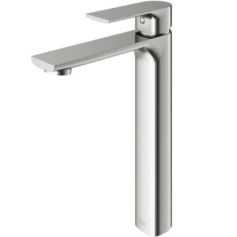 VIGO Norfolk Single Handle Vessel Bathroom Sink Faucet, WaterSense Certified, Brushed Nickel X1