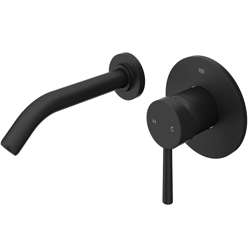 VIGO Olus Single Handle Wall Mount Bathroom Sink Faucet, WaterSense Certified, Matte Black M3