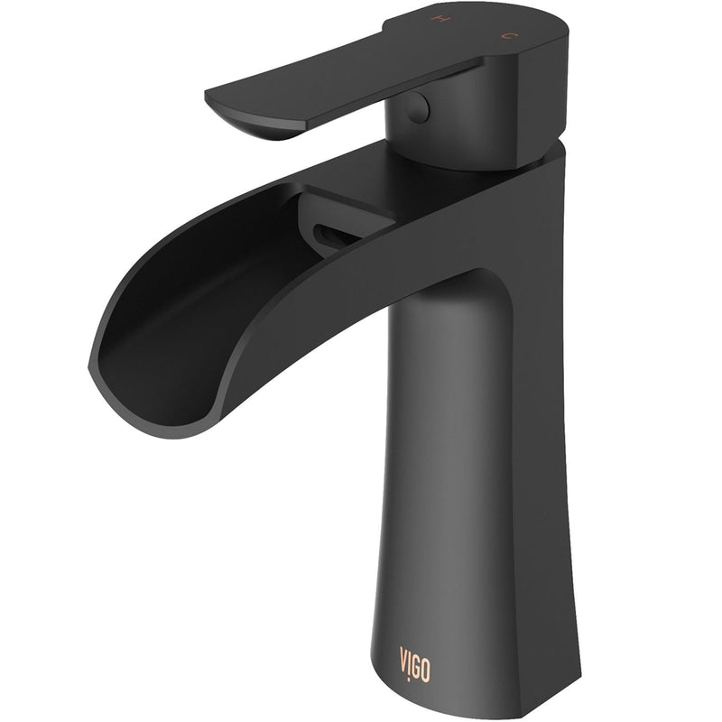 VIGO Paloma Single Handle Single Hole Bathroom Sink Faucet, WaterSense Certified, Matte Black X9