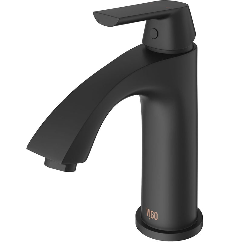 VIGO Penela Single Handle Single Hole Bathroom Sink Faucet, Matte Black, M3