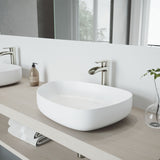 VIGO Peony Matte Stone Novelty Composite Vessel Bathroom Sink/Basin with Deep Bowl, White