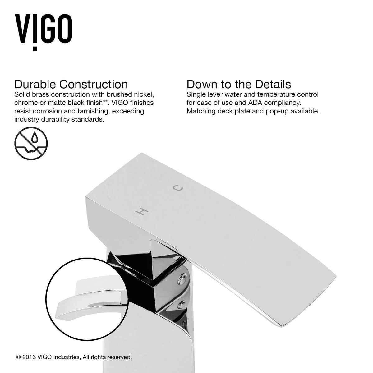 VIGO Satro Single Handle Single Hole Bathroom Sink Faucet, WaterSense Certified, Chrome