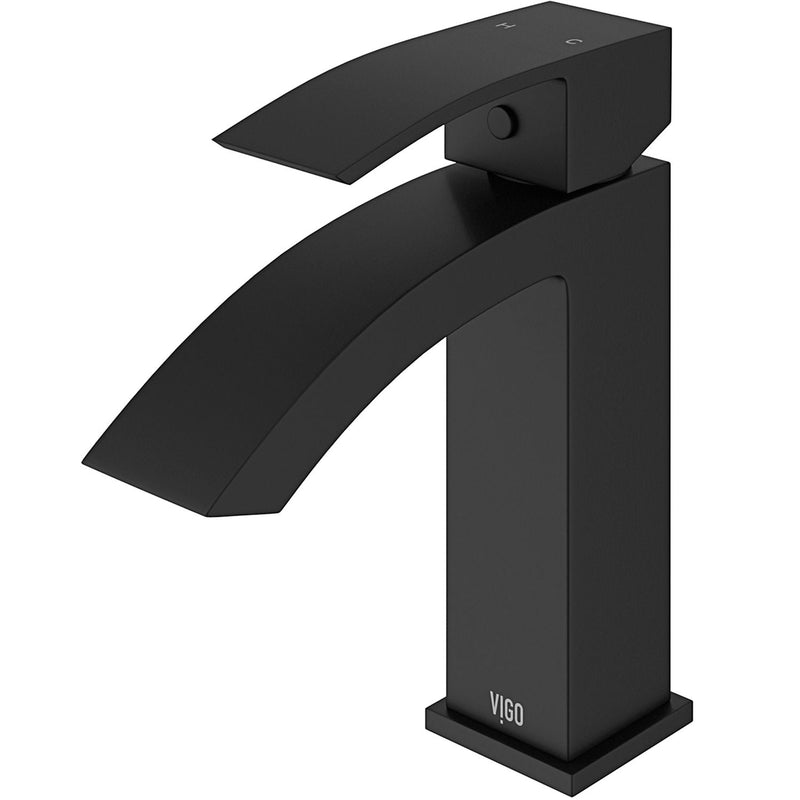 VIGO Satro Single Handle Single Hole Bathroom Sink Faucet, WaterSense Certified, Matte Black K8