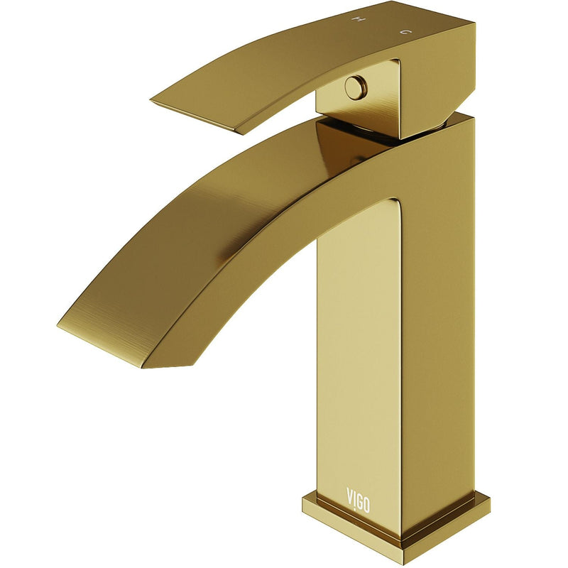 VIGO Satro Single Handle Single Hole Bathroom Sink Faucet, WaterSense Certified, Matte Gold B9