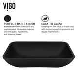 VIGO Sottile MatteShell Rectangular Vessel Bathroom Sink/Basin with Deep Bowl, Black