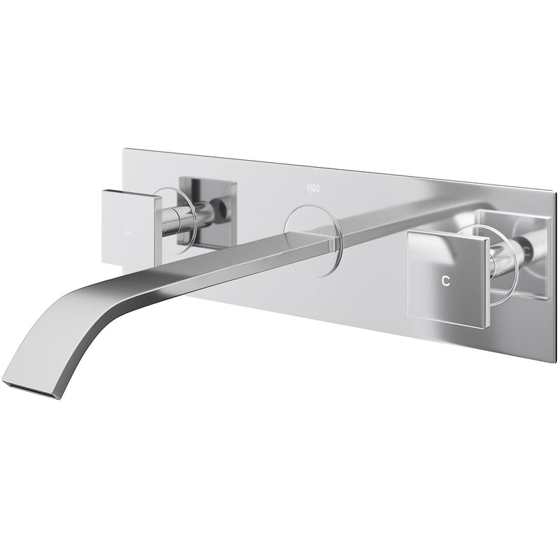 VIGO Titus Wall Mount Dual Handle Bathroom Sink Faucet, Eco-Friendly 1.2 GPM Flow Rate, Chrome J6