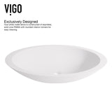 VIGO Wisteria MatteStone White Bathroom Sink/Basin Set with Amada Faucet and Oval Composite Vessel