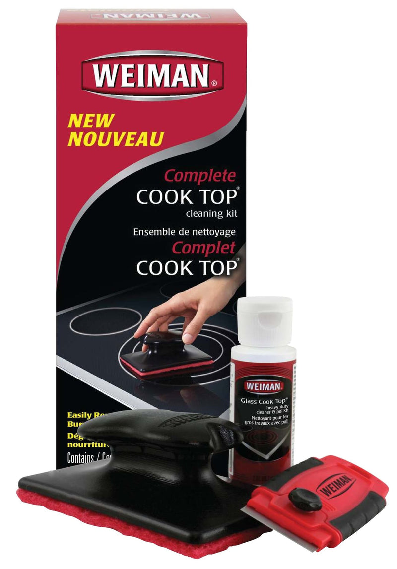 Weiman Complete Glass Cooktop Cleaning Kit, 3-pc, Include Scrub Pad, Scraper and Cleaning Solution W2