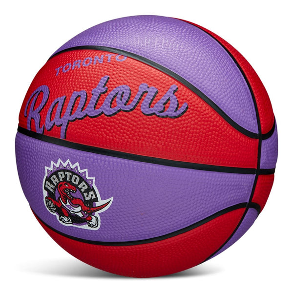 Wilson NBA Toronto Raptors Kids' Mini Outdoor Basketball, Size 3 (22.5-in), Purple/Red N7