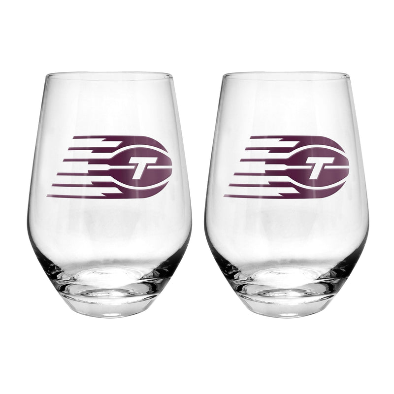 WNBA: Toronto Tempo Stemless Wine Glasses/Tumbler Set, For WNBA Basketball Fans/Collectors, Clear, 19-oz, 2-pk P0