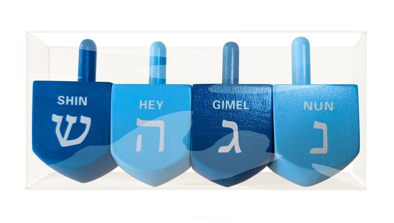 Wooden Dreidel Set, Multi-Coloured, 4-pc, for Hanukkah Q5