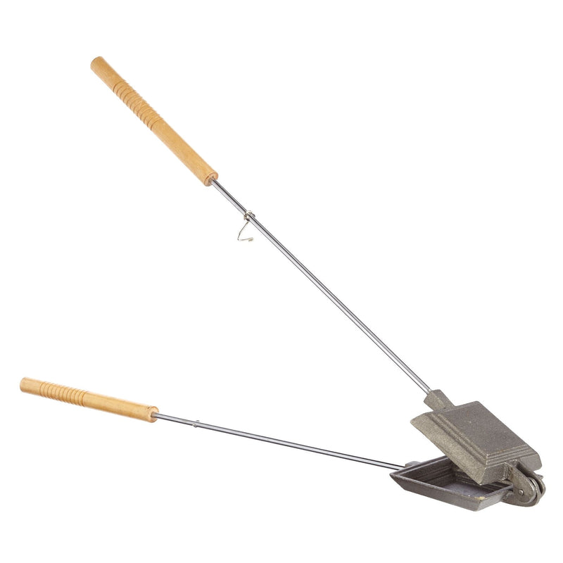 Woods Cast Iron Non-Stick Camping Sandwich Toaster with Long Handle, 4x4-in O4