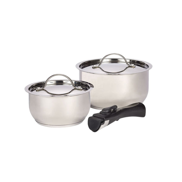 Woods Provision Stainless Steel Camping Cook Pot Set, Made in Canada, 3-pc O5