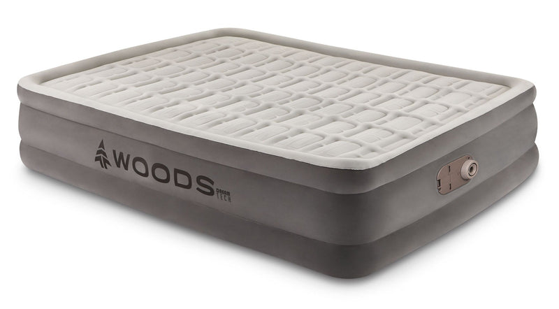 Woods Tritech Double-High Queen Air Mattress with Built-In 120V Pump T0