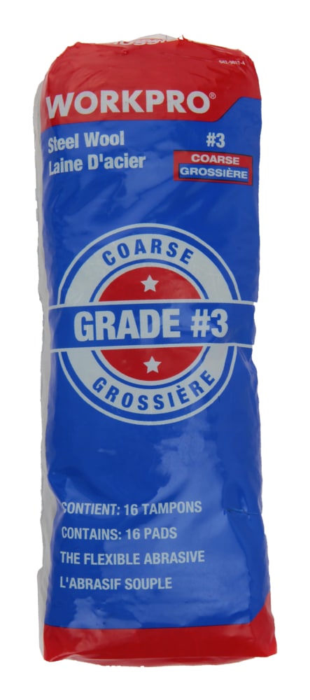 Workpro Steel Wool Pads, Surface Cleaning, Paint Removal & Restoration, Coarse Grade 3, 16-pk Q5