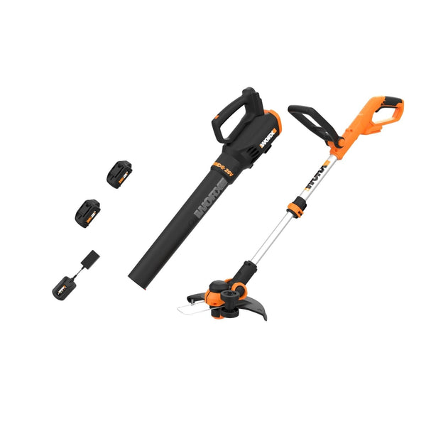WORX WG929 20V Power Share Cordless Grass Trimmer & Leaf Blower Combo Kit E5