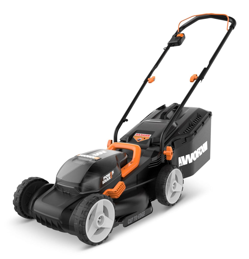 Worx WG934 Power Share 2x20V 2-in-1 Combo Kit, WG779 40V Cordless Mower, 14-in + WG163.9 20V Cordless Grass Trimmer/Edger, 12-in V7
