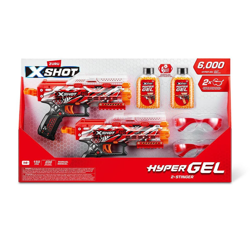 X-Shot Hyper Gel Stinger Blaster with 6000 Hyper Gel Rounds, 2-Pack V6