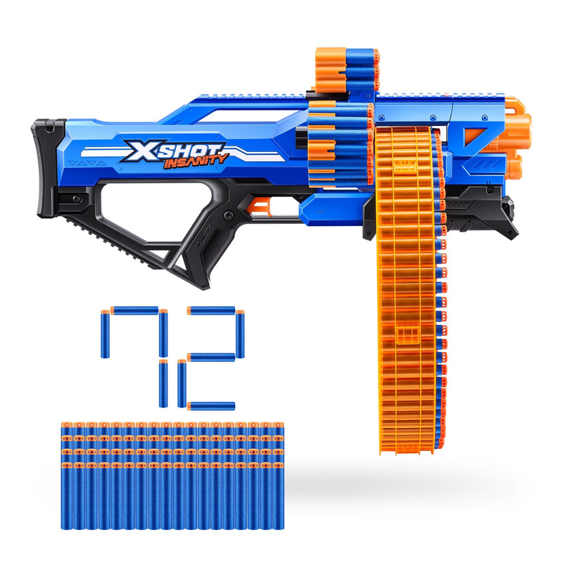 X-Shot Insanity S1 Mad Mega Barrel Dart Blaster, 72-Darts, Ages 8+ W7