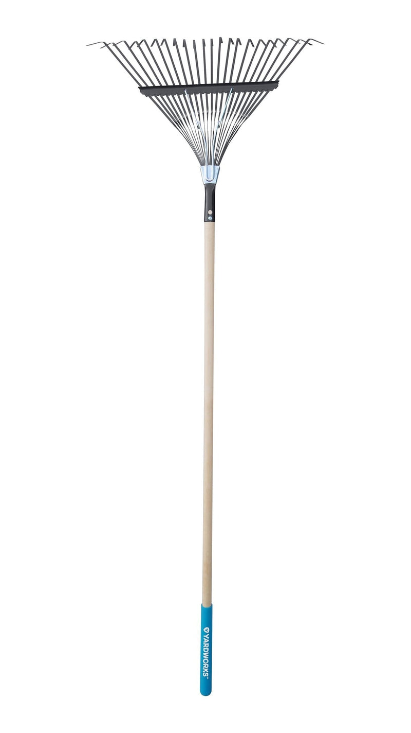 Yardworks 22-in Wide Metal 22-Tine Leaf Rake, 48-in Hardwood Shaft W0