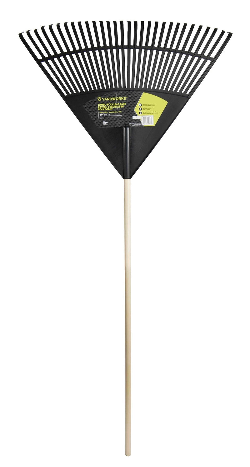Yardworks 30-Tine Jumbo Leaf Rake with Hardwood Shaft, 30-in E6